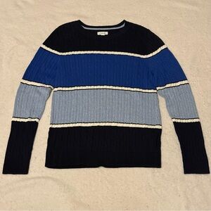Croft & Barrow Women’s Blue Striped Cable Knit 100% Cotton Sweater (Medium)